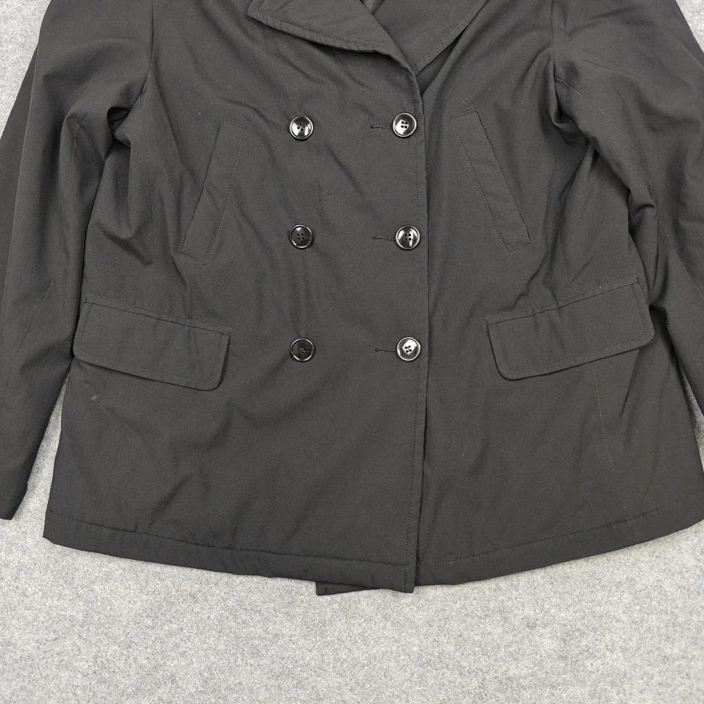 J Crew Coat Womens XL Black Polyester‎ Pea Double Breasted Lined Pockets
